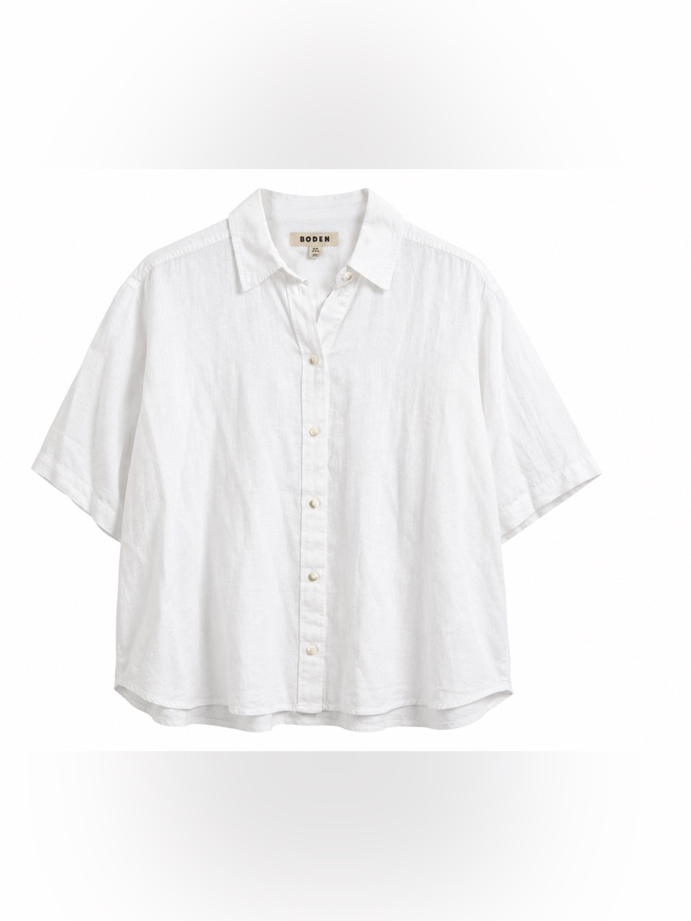Boden White Linen Button Up Coastal Grandma Quiet Luxury Oversized Top-Sz 16/18